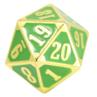 Metal MTG Roll Down Counter Shiny (Gold/Green) Dice