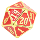 Metal MTG Roll Down Counter Shiny (Gold/Red) Dice