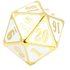 Metal MTG Roll Down Counter Shiny (Gold/White) Dice