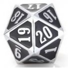Metal MTG Roll Down Counter Shiny (Silver/Black) Dice
