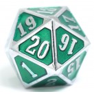 Metal MTG Roll Down Counter Shiny (Silver/Emerald) Dice