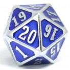 Metal MTG Roll Down Counter Shiny (Silver/Sapphire) Dice