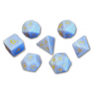 Blue Agate 7 Piece Dice Set (Blue/Yellow)