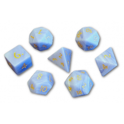 Blue Agate 7 Piece Dice Set (Blue/Yellow) Dice
