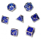 Brilliant Blood Dagger Solid Metal 7 Piece Dice Set (Blue)