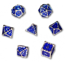 Brilliant Blood Dagger Solid Metal 7 Piece Dice Set (Blue) Dice