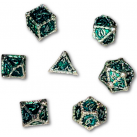 Brilliant Blood Dagger Solid Metal 7 Piece Dice Set (Green)