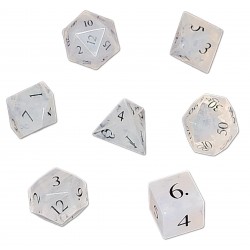 Clear Tourmaline 7 Piece Dice Set (White/Black) Dice