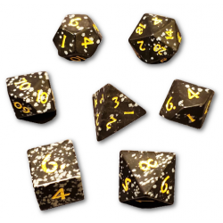 Snowflake Obsidian 7 Piece Dice Set (Black/Yellow) Dice