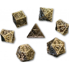 Steampunk Solid Metal 7 Piece Dice Set (Silver) Dice