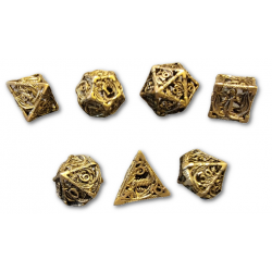 Steel Dragon Hollow Metal 7 Piece Dice Set (Gold) Dice