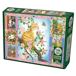 Cobble Hill: Blossoms and Kittens Quilt | 1000 Pieces Cobble Hill Puzzles